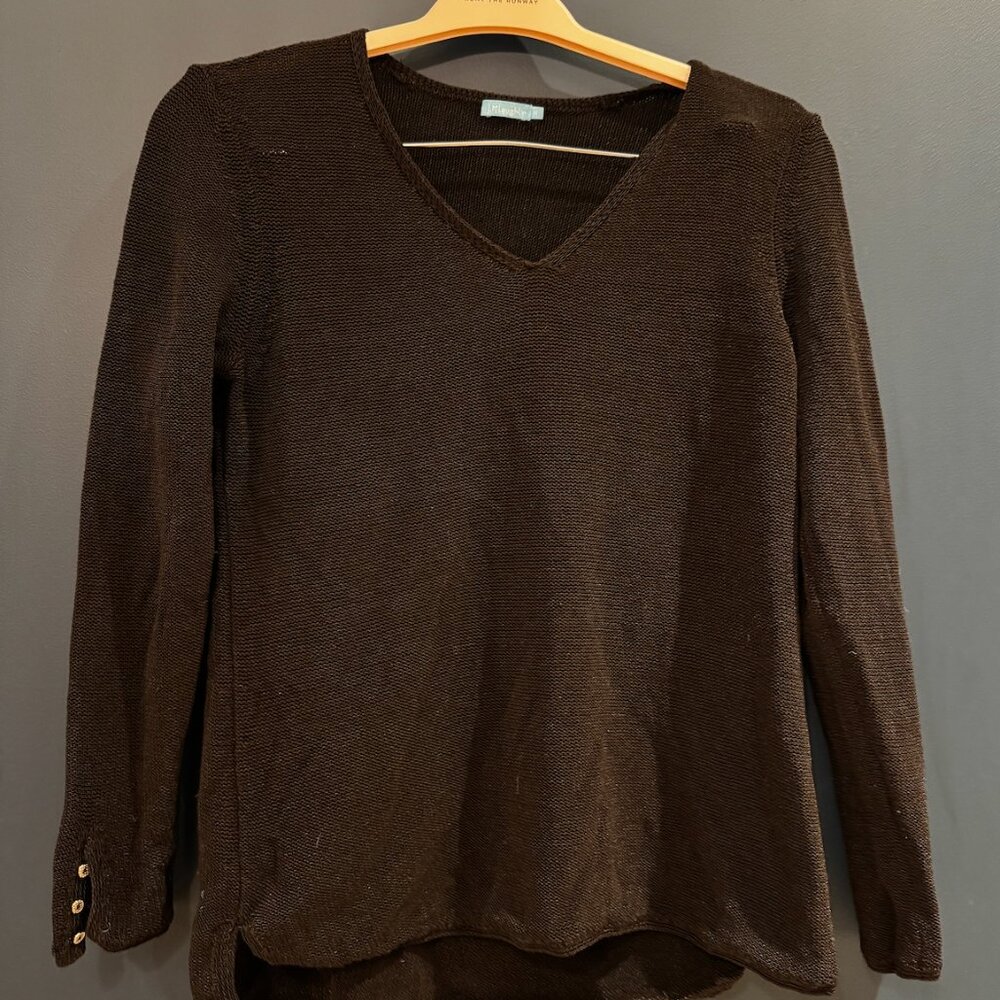 J McLaughlin Slinky V Neck Black Sweater - M